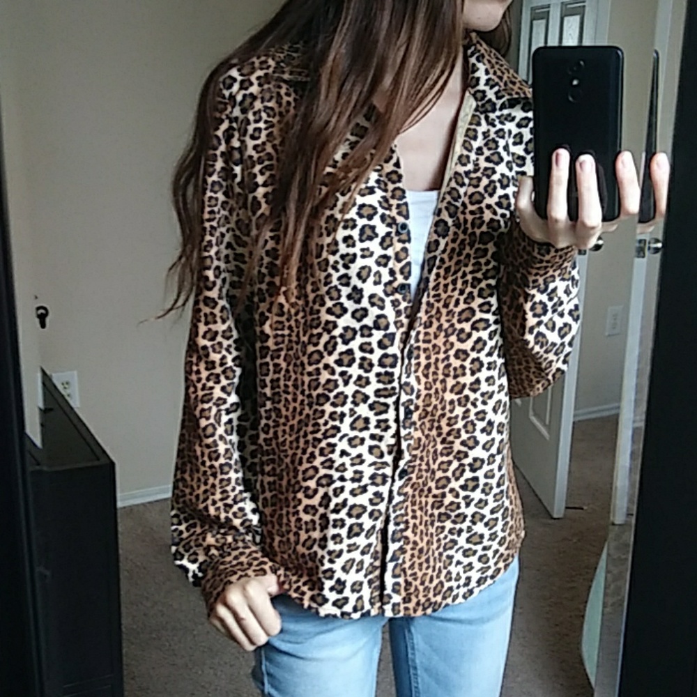 Cheetah Long Sleeve Button Up